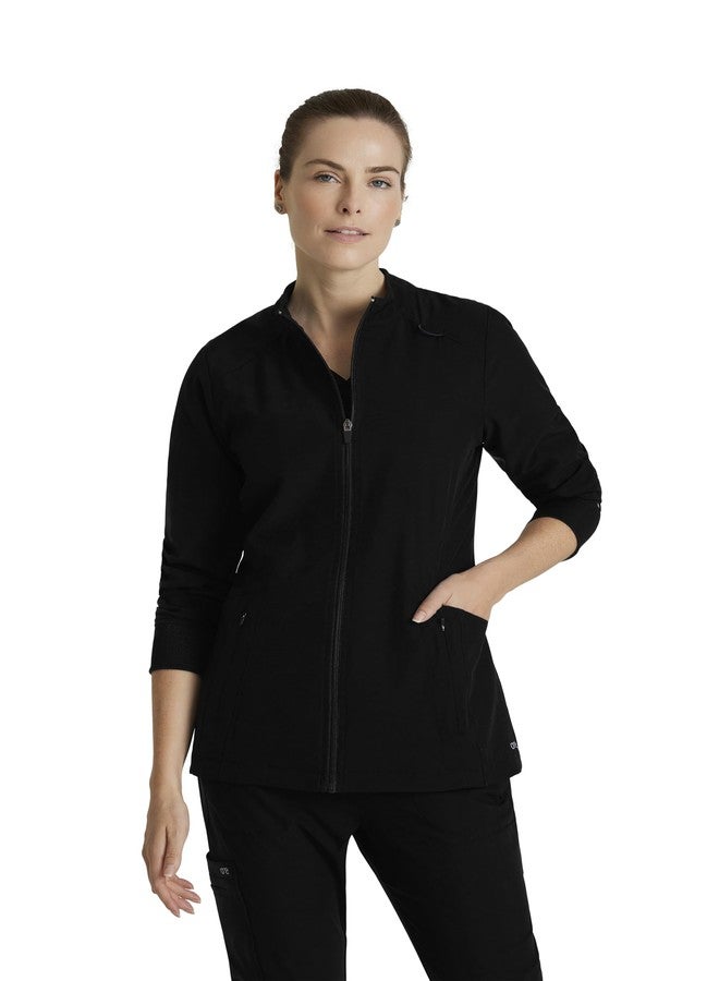 BARCO One Women's 4 Pocket Banded Collar Zip Up Venture Warm Up Black Large - Image 1